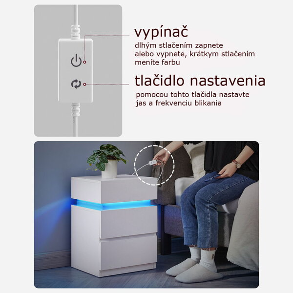 Nočný stolík s podsvietením DAVY Nočný stolík s podsvietením DAVY