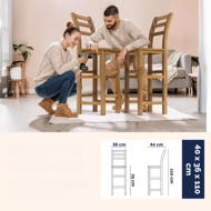 Barové stoličky OSLO s operadlami, 2ks, 40x36x110cm, prírodná hnedá