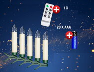 Sviečky na vianočný stromček CANDLE, 20ks, 10,5cm, viacfarebná
