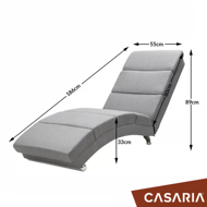 Leňoška LONDON, 186x55x89cm, šedá