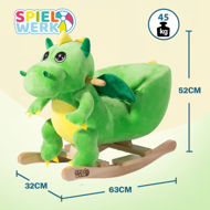 Hojdací dráčik DINO s bezpečnostným pásom, zelená