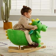 Hojdací dráčik DINO s bezpečnostným pásom, zelená