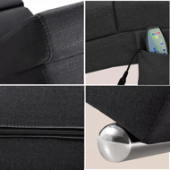 Leňoška LONDON s masážnou a vyhrievacou funkciou, 186x55x89 cm, antracitová