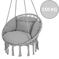 Závesné kreslo BOHO s vankúšmi, Ø61cm, svetlo sivá