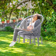Závesné kreslo BOHO s vankúšmi, Ø61cm, svetlo sivá