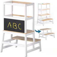 Učiaca veža PLAY borovica, 93x56x49, biela/prírodná hnedá