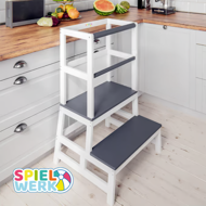 Učiaca veža PLAY borovica, 93x56x49, biela/antracit