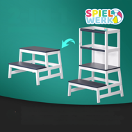 Učiaca veža PLAY borovica, 93x56x49, biela/antracit