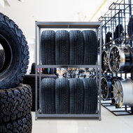 Regál na pneumatiky TYRE, 120x40x180cm, max 795kg, oceľová/bledohnedá