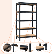 Regál s vysokou nosnosťou HEAVY, max. 875kg, 90x40x180cm, čierna