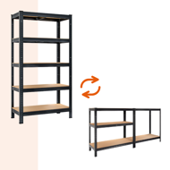 Regál s vysokou nosnosťou HEAVY, max. 875kg, 90x40x180cm, čierna