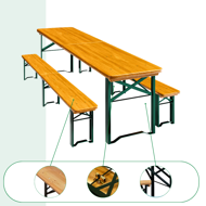 Pivný set MAXI sklápateľný, 220cm, prírodná hnedá