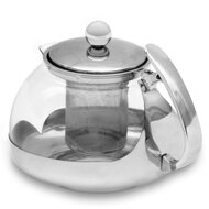 Čajník so sitkom TEA 1,2L+4 šálky, priesvitná, strieborná