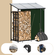 Prístrešok na palivové drevo CORINA, 198x163x70cm, antracitová/zelená
