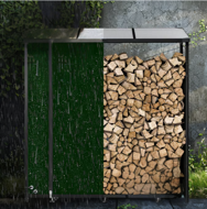 Prístrešok na palivové drevo CORINA, 198x163x70cm, antracitová/zelená