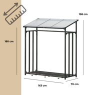 Prístrešok na palivové drevo CORINA, 198x163x70cm, antracitová/zelená