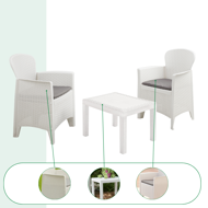 Záhradný set AKITA, 3-dielny, biela