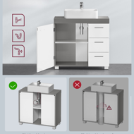 Skrinka pod umývadlo IVY, 30x70x64cm, biela/šedá