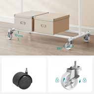 Stojan na oblečenie INEZ na kolieskach, max.90kg, 83,5x45x160cm, biela