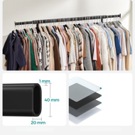 Stojan na oblečenie INEZ na kolieskach, max.90kg, 83,5x45x160cm, čierna