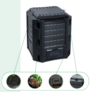 Kompostér COMPOGREEN 380 l, čierna