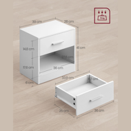 Nočný stolík COSTA, 28x39x41cm, biela