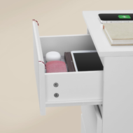 Nočný stolík s funkciou nabíjania ZION, 35x40x59cm, biela