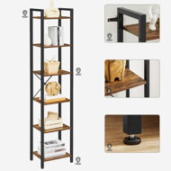 Policový regál na knihy NOEL, 40x30x187,5cm, čierna/hnedá