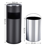 Stojanový popolník s odpadkovým košom SMOKE, 60,5x24,5cm, čierna