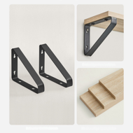 Nástenné konzolové police ABBY, 3ks, 30/35/40x12cm, čierna/ bledá hnedá