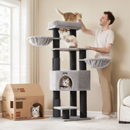 Mačje drevo ONYX, 50x50x160cm, siva/črna