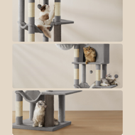 Mačací strom TRISTAN, 57x45x175cm, šedá