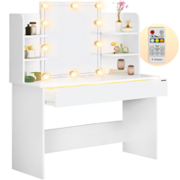 Toaletný stolík LUCIA s osvetlením 108x40x140cm, biela