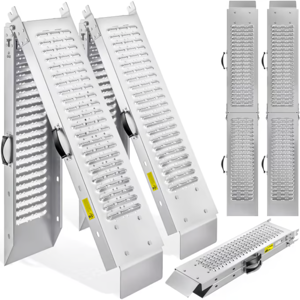 Nájazdové rampy na auto DRIVE, sklápateľné, sada 2ks, max 400 kg, 160cm, strieborná