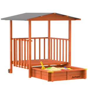 Pieskovisko s verandou SUNNY, 130x130x143cm, hnedá/šedá