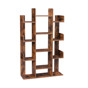 Polica/regál na knihy ODIN v industriálnom štýle, 86x25x140cm, hnedá