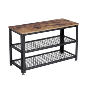 Lavica do predsiene s priestorom na topánky INDY, 73x30x45cm, hnedá/čierna