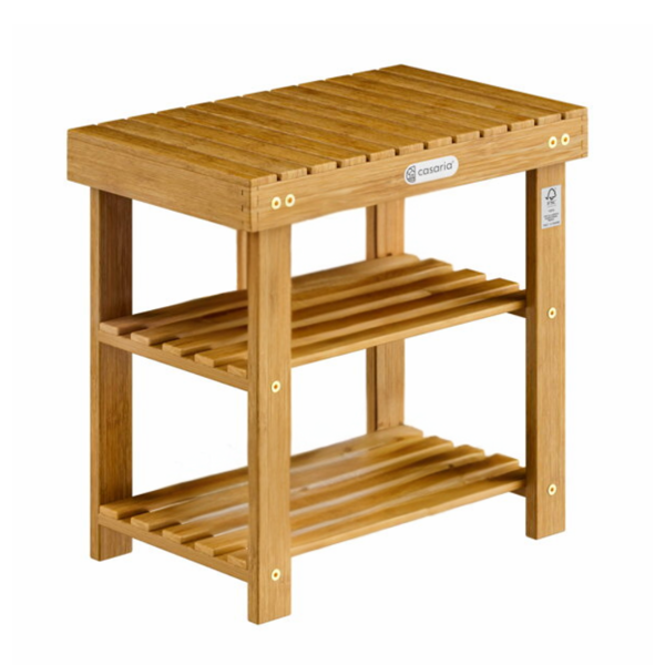 Lavica do predsiene s priestorom na topánky NINA, 50x30x46cm, prírodná hnedá